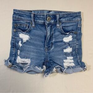 AMERICAN EAGLE AEO Shortie Jean Short Women’s 00 Distressed Ne(X)t Level Stretch